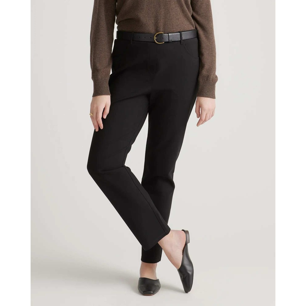 Quince Pants Ultra-Stretch Ponte Straight Leg XL Black Workwear 4-Pocket